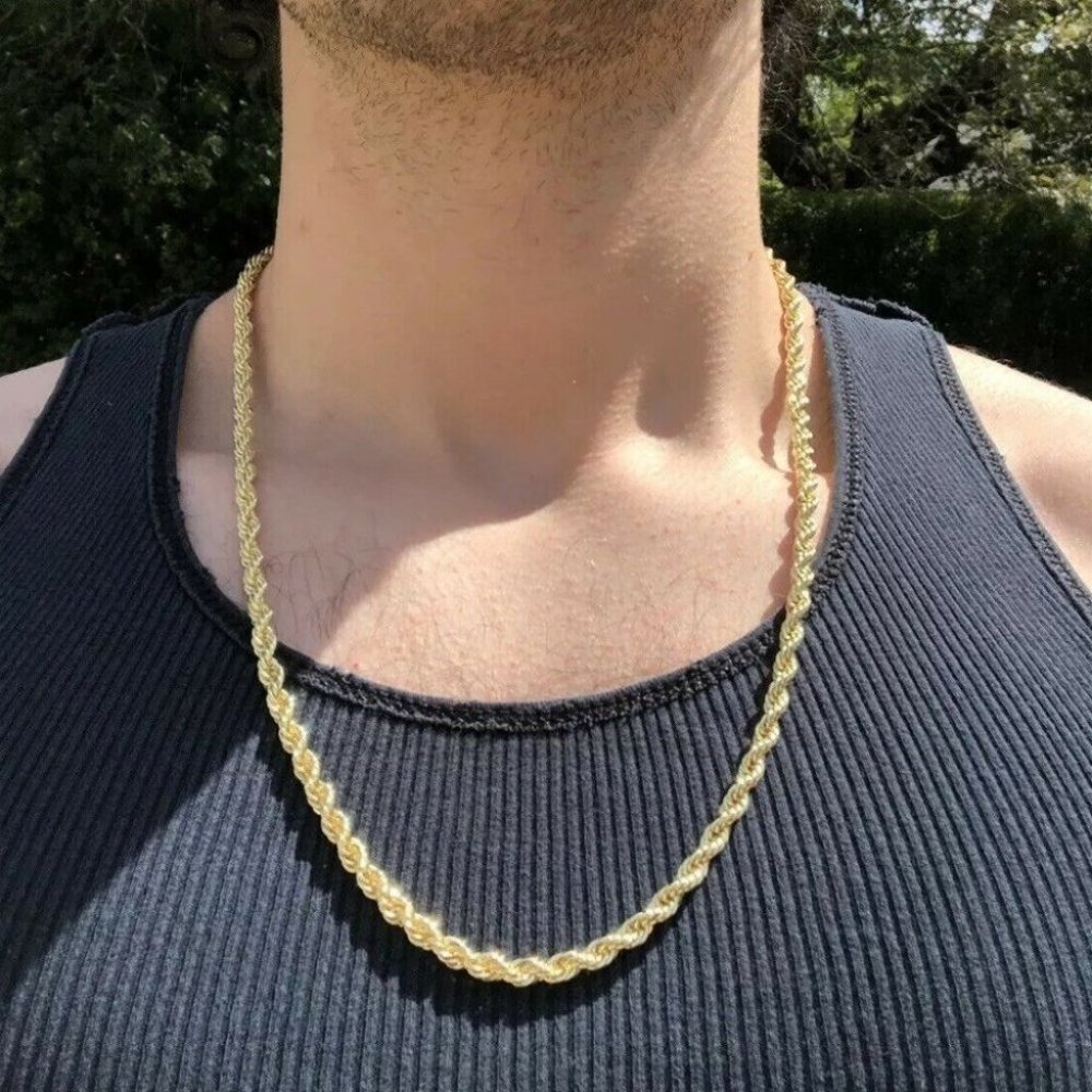 14k Gold Layered 24in 5mm Rope Chain Necklace